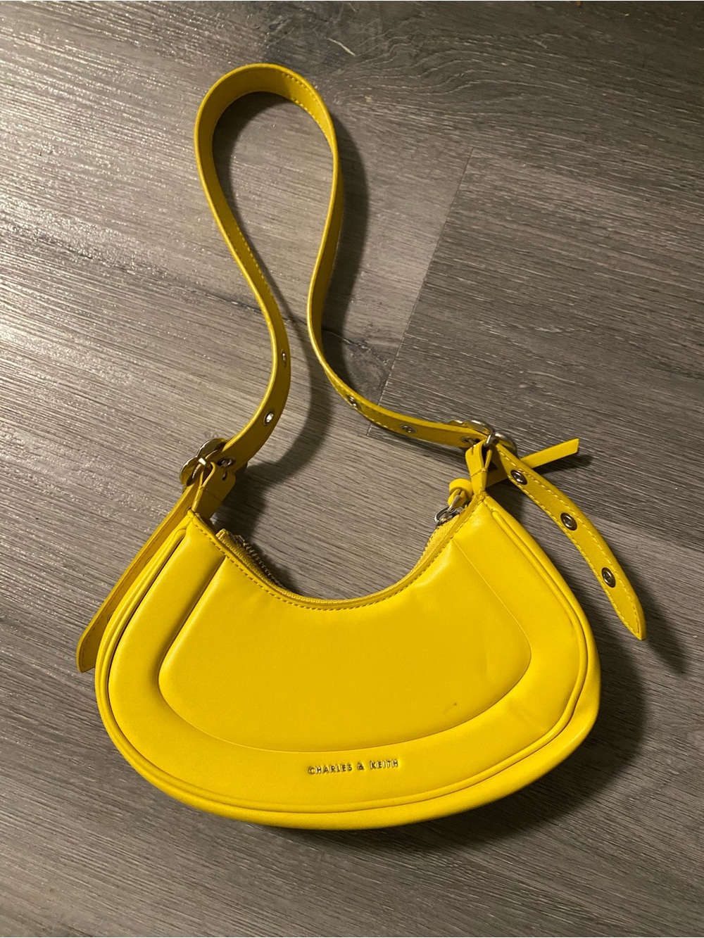 Charles & Keith Bright Yellow Crescent Shoulder Bag